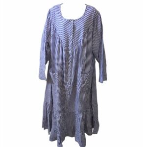Anthony Richards 3x Purple Striped Nightgown Lounger Pockets 100% Cotton - New